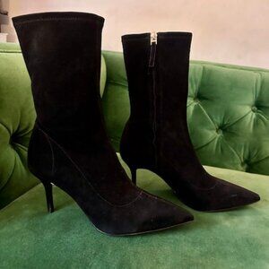 REISS Caley Black Pointed Toe Suede Boots <Gently Worn, Great Condition>